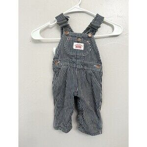 Round House Overalls Kids 12 Mos Stripe Sanforized Button Denim Made in USA